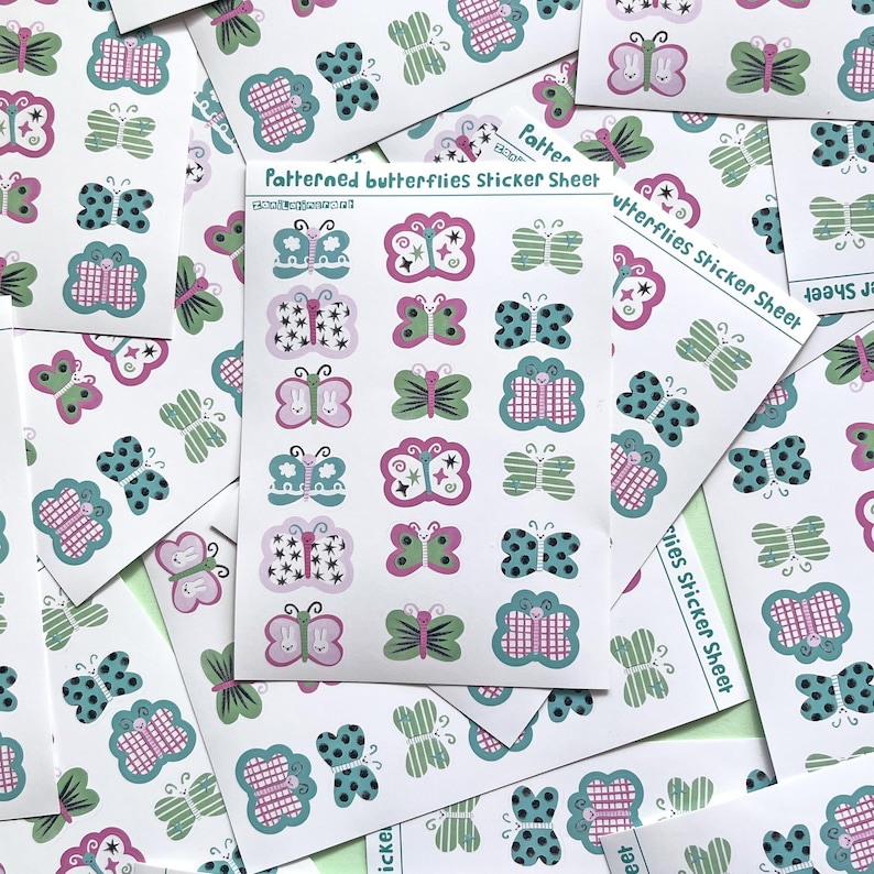 Patterned Butterflies A6 Sticker Sheet - Etsy