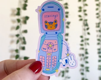 Y2K Flip phone die cut sticker