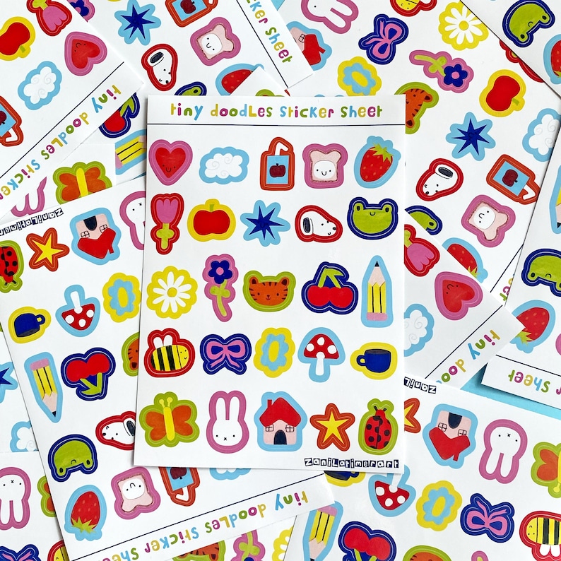 Tiny Collaged Doodles A6 Sticker Sheet - Etsy