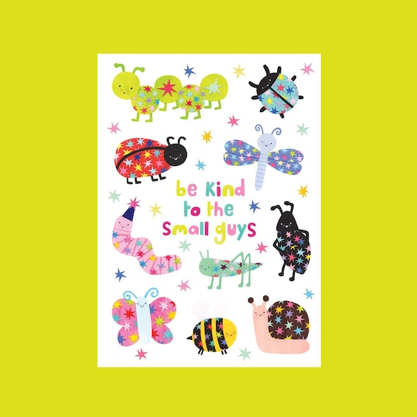 Be kind to the small guys A6/A5 art print - paper collage illustration artwork