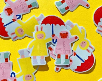 rainy day pals die cut sticker