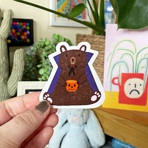 Halloween Dracula bear die cut sticker - cute sticker / halloween themed sticker