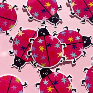 star ladybug die cut sticker