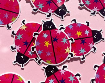 star ladybug die cut sticker