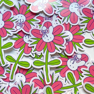 cute bunny flower head die cut sticker - cute kawaii trinket flower sticker / journalling scrapbook crafting sticker