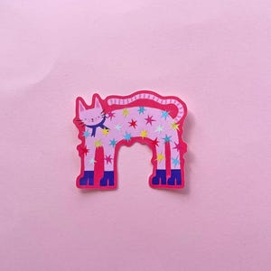 Groovy star cat die cut sticker image 3