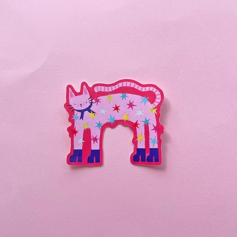 Groovy star cat die cut sticker image 3