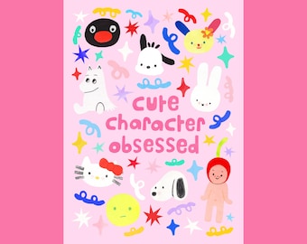 Kawaii Character Obsessed A6 Art Print – Hand-Drawn, UK Printed Wall Art
