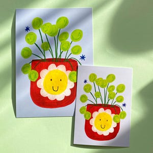 Happy Daisy Plant Pot A6/A5 Art Print: Hand-drawn Postcard