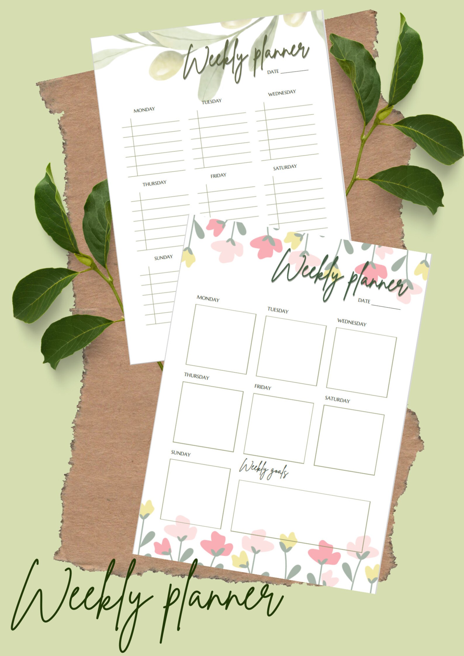 Weekly Planner Printable Horizontal &amp; Vertical - Etsy