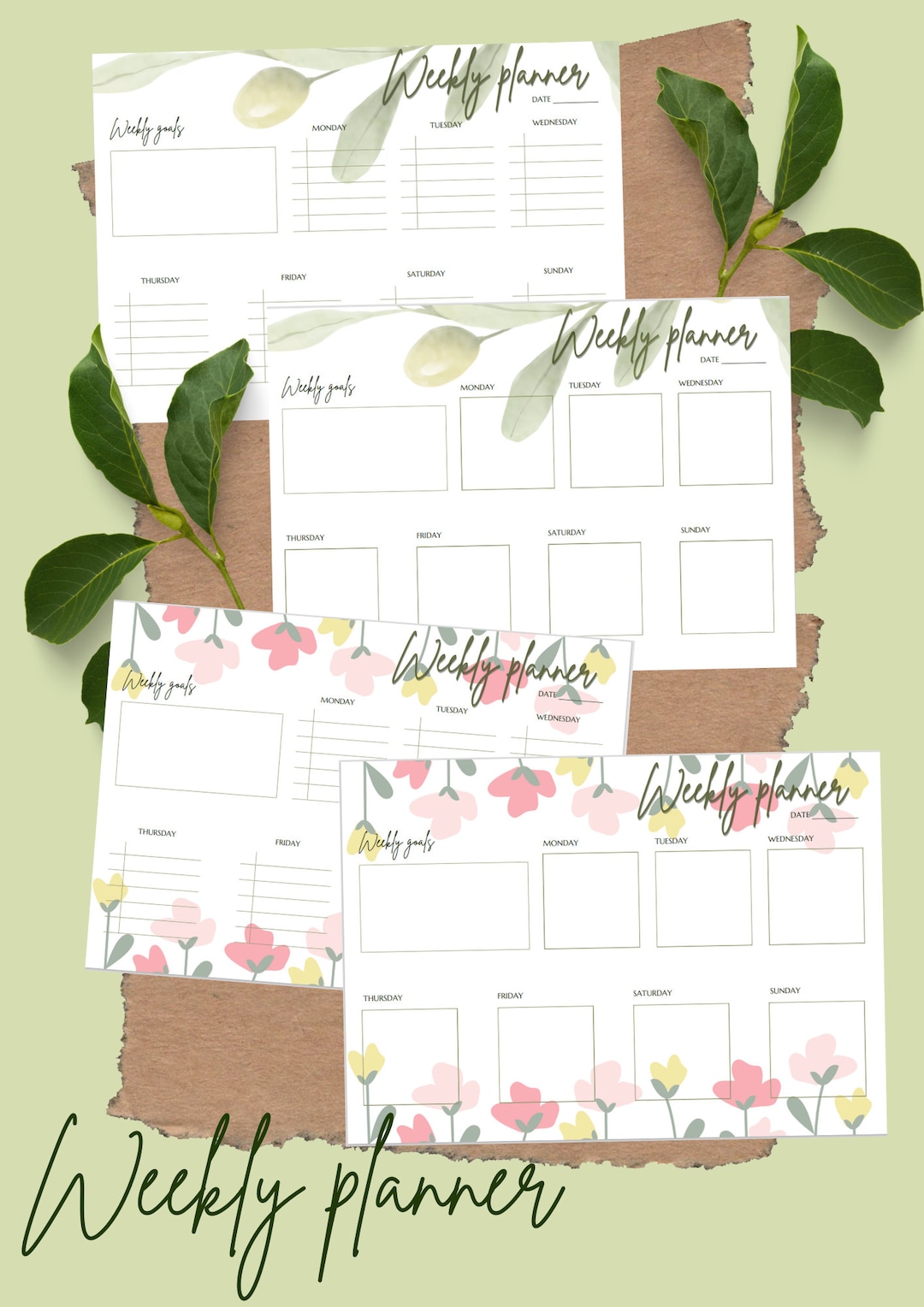 Weekly Planner Printable Horizontal & Vertical - Etsy