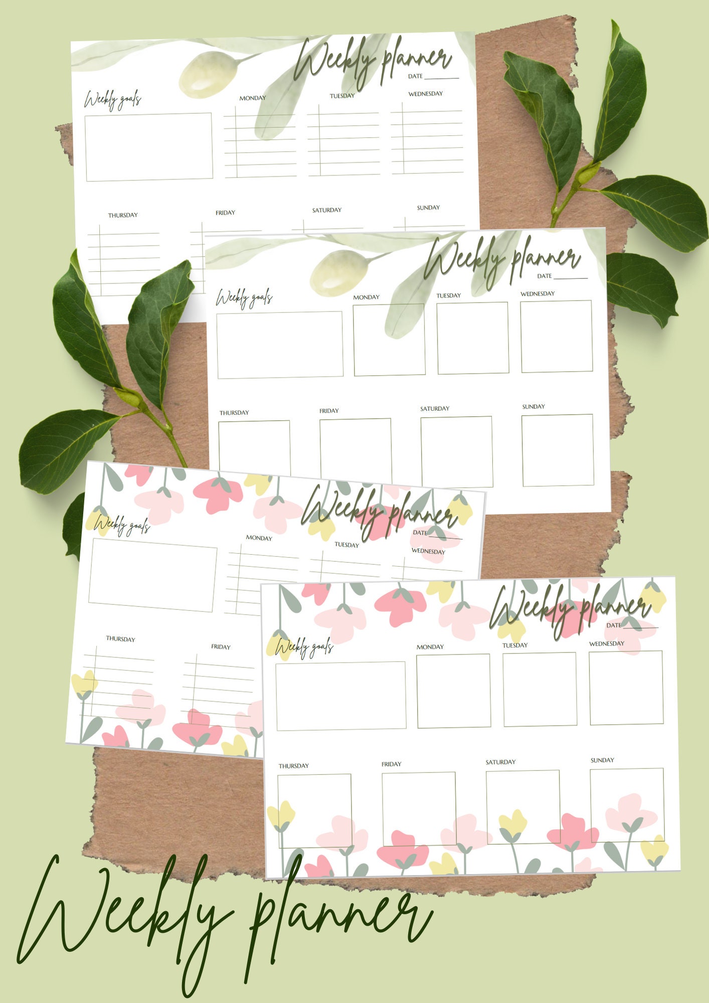 Weekly Planner Printable Horizontal & Vertical - Etsy