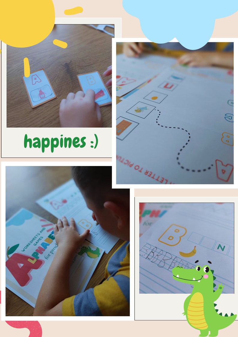 Preschool Learning Printable Worksheets Alphabet&amp;more - Etsy