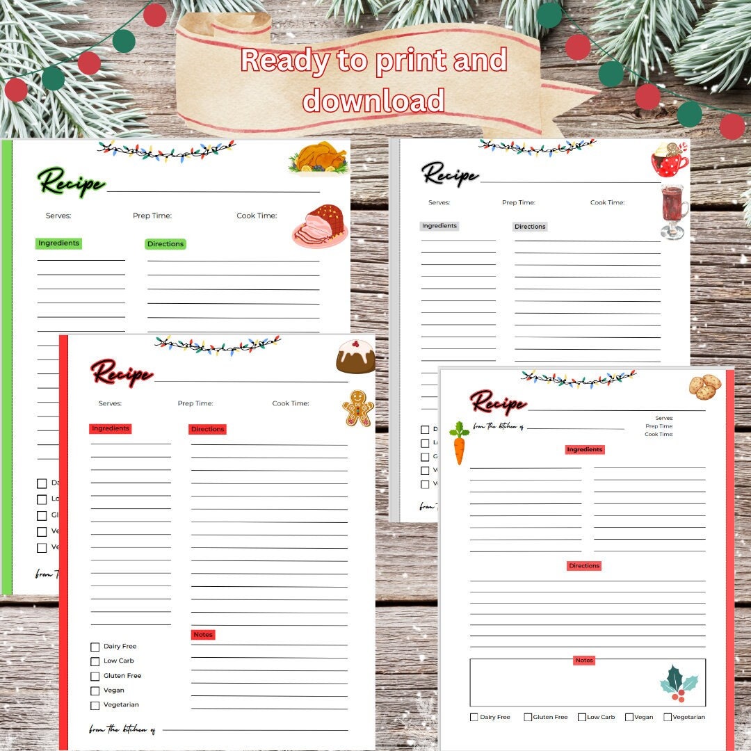 set-of-four-printable-christmas-recipe-cards-instant-download-etsy for Free Printable Recipe Cards Christmas Set of Four Printable Christmas Recipe Cards- Instant Download - Etsy for Free Printable Recipe Cards Christmas