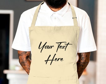 Custom Apron, Apron for Women, Personalized Apron, Custom Text Apron, Kitchen Apron, Baking Apron for Men, Cooking Apron, Apron With Pockets