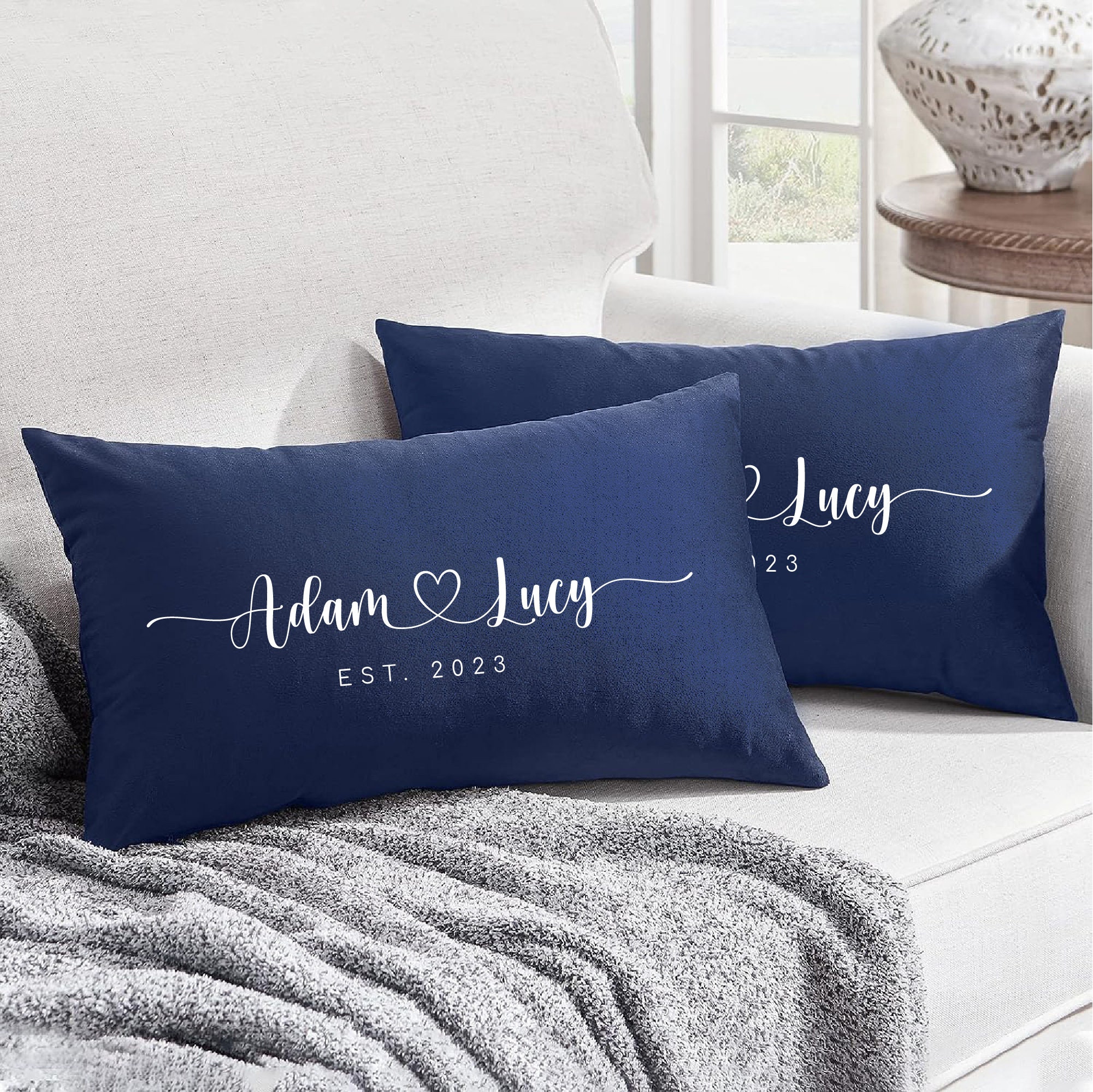 Personalized Wedding Gift, Custom Couple Pillow, Custom Burlap Pillow