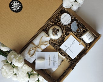 Coffret cadeau spa personnalisé, Boite découverte 100 % naturelle vegan de soins detox et plantes, Kit relaxant bain & peau anti-stress