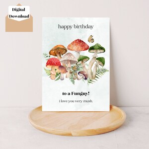 Downloadable and Printable Birthday Card, Mushroom Card, Instant Download, Printable Card, Birthday Card