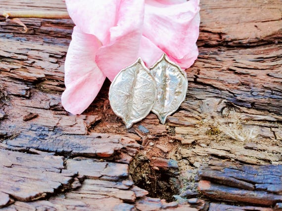 Leaf Shape, Textured Solid Sterling Silver, 925 C… - image 5