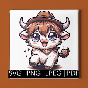Highland Cow - Cowgirl 1 | svg, png, pdf, jpeg | Perfect Graphic for T-Shirts, Sublimations, Direct Transfers