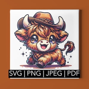 Highland Cow - Cowboy 1 | svg, png, pdf, jpeg | Perfect Graphic for T-Shirts, Sublimations, Direct Transfers