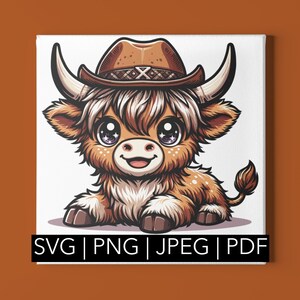 Highland Cow - Cowboy 2 | svg, png, pdf, jpeg | Perfect Graphic for T-Shirts, Sublimations, Direct Transfers