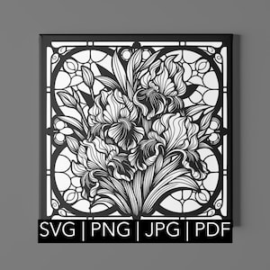 Irises | svg, png, pdf, jpeg | Cricut Template, Silhouette Template, Laser Engraver Template