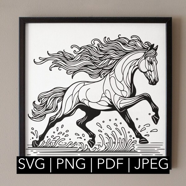 Horse | svg, png, pdf, jpeg | Horse Paper Cutting Template | Compatible with Cricut, Silhouette and Laser Engravers
