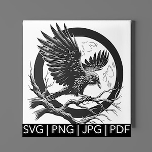 Raven | svg, png, pdf, jpeg | Cricut Template, Silhouette Template, Laser Engraver Template