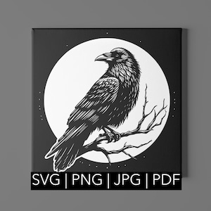 Raven | svg, png, pdf, jpeg | Cricut Template, Silhouette Template, Laser Engraver Template