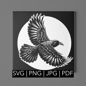 Raven | svg, png, pdf, jpeg | Cricut Template, Silhouette Template, Laser Engraver Template