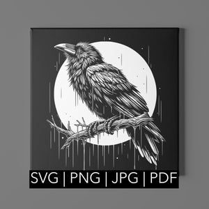 Raven | svg, png, pdf, jpeg | Cricut Template, Silhouette Template, Laser Engraver Template
