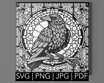 Raven | svg, png, pdf, jpeg | Cricut Template, Silhouette Template, Laser Engraver Template