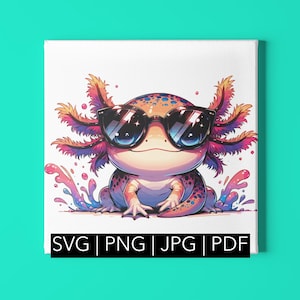 Clipart axolotl lunatique - Adorable animal de compagnie aquatique pour projets DIY | svg, png, pdf, jpeg