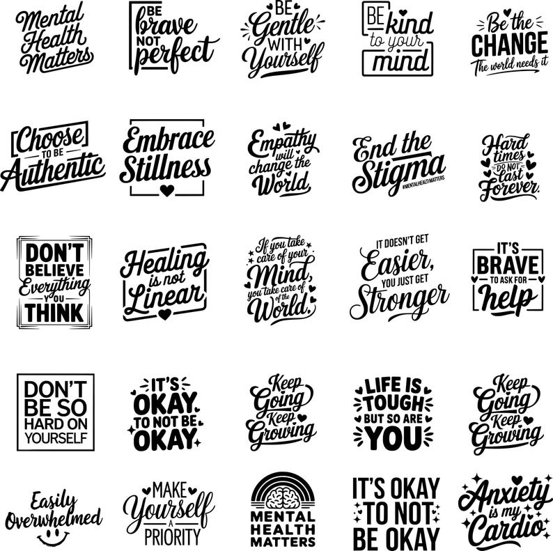 Mental Health SVG Bundle, Inspirational Svg, Positive SVG, Motivational ...
