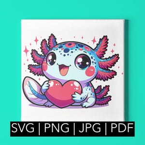 Clipart axolotl lunatique - Adorable animal de compagnie aquatique pour projets DIY | svg, png, pdf, jpeg