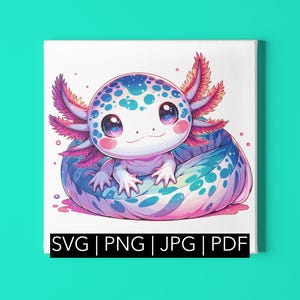 Clipart axolotl lunatique - Adorable animal de compagnie aquatique pour projets DIY | svg, png, pdf, jpeg