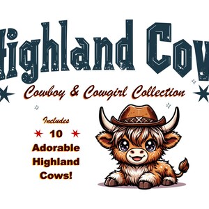 Highland Cow - Cowboy Collection | svg, png, pdf, jpeg | 10 Pack