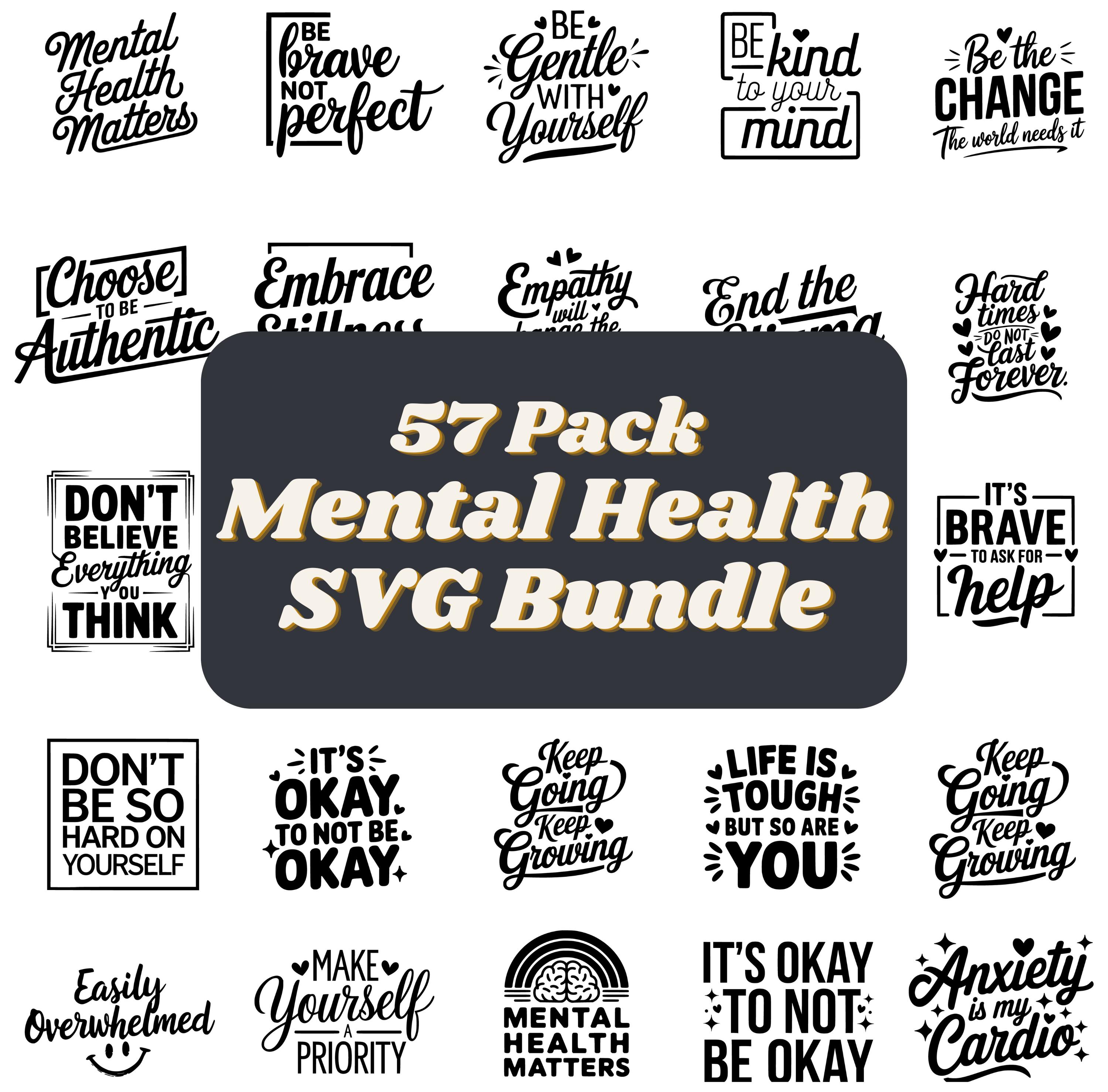 Mental Health SVG Bundle, Inspirational Svg, Positive SVG, Motivational ...
