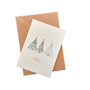 Tarjetas plegables / tarjetas de felicitación / Árbol de Navidad 3, Navidad, acuarela, pintado a mano