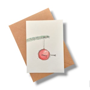 Vouwkaarten / wenskaarten / bal, Kerstmis, Kerstmis, aquarel, handgeschilderd