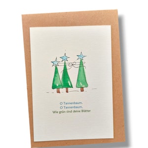 Tarjetas plegables / tarjetas de felicitación / árbol de Navidad, Navidad, acuarela, pintado a mano