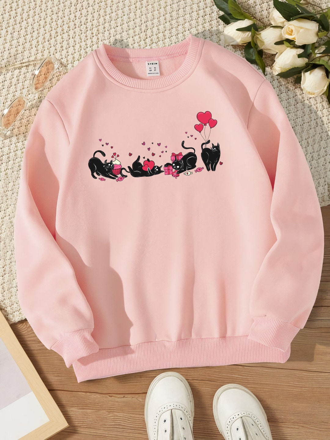 Cute Valentine Cats,cat Valentine Sweater,meowy Valentine Sweatshirt