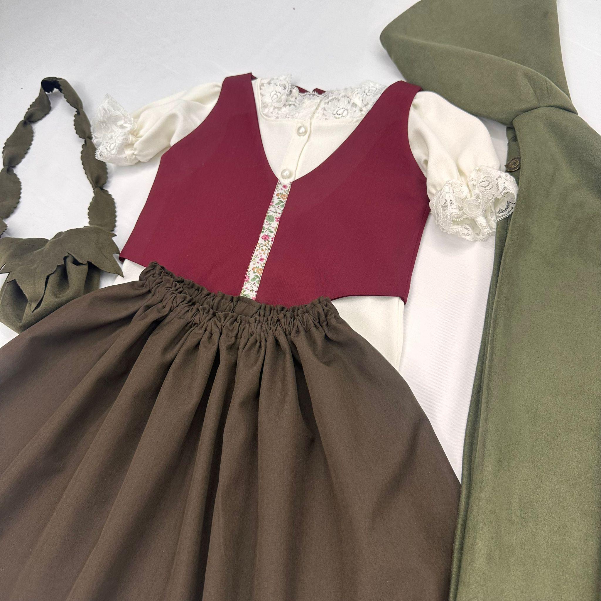 Middeleeuws kostuum voor meisjes, handgemaakte Halloween-outfit met snoepzakje, kostuum voor ringdrager peuter, 1e verjaardagscadeau, ideaal voor thema-evenementen - België