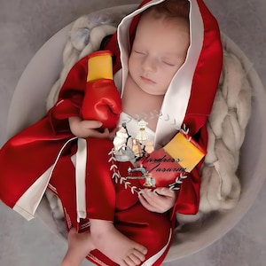 Handmade Custom Embroidered Name Boxer Robe and Short - 1st Quality Fabric