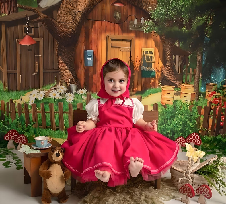 Déguisement Masha fait main pour fille Robe inspirée des contes de fées pour anniversaire et Halloween image 1