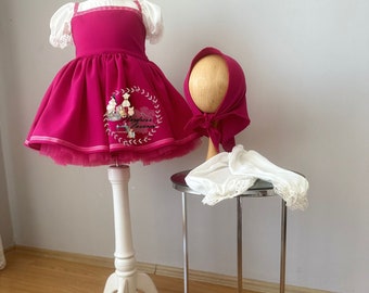 Handmade Masha Girls' Costume - Fairy Tale Inspired Dress for Birthday & Halloween