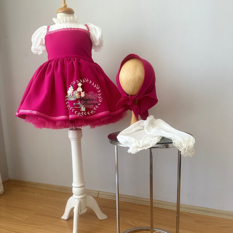 Handmade Masha Girls' Costume Fairy Tale Inspired Dress for Birthday & Halloween image 1