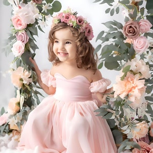 Vestido de tutú rosa empolvado hecho a mano para Pascua, Halloween y cumpleaños. Regalo perfecto para niñas. Vestido premium hecho a mano para accesorios de fotos.
