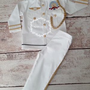 Handmade Sailor Costume for Boys First Quality Gift for Halloween and Birthday Premium Costume for Photography Props image 4